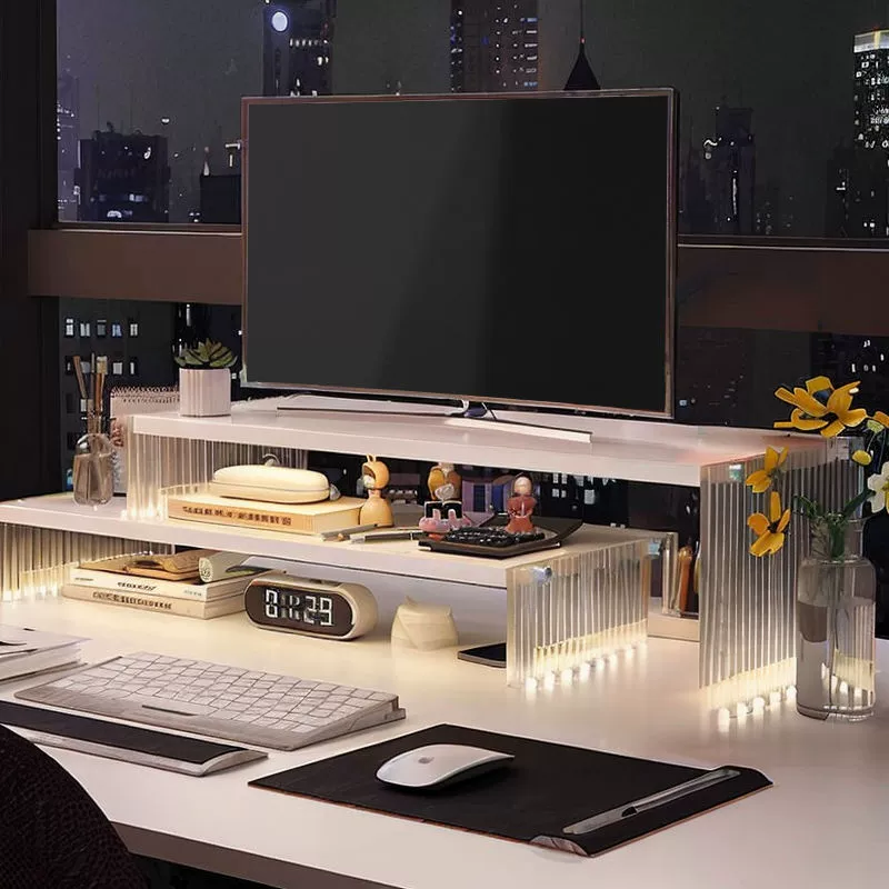 Подъем компьютера Акрил монитор двухслойный кронштейн офисный столешник для хранения ноутбука полка