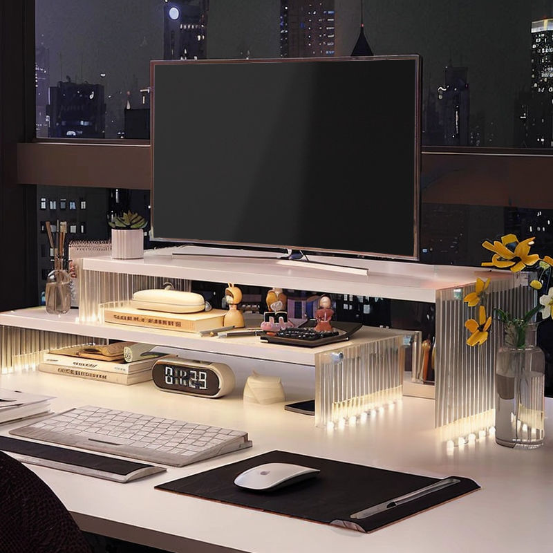 Computer Elevated Rack Acrylic Display Double-Layer Bracket Office Desktop Storage Rack Laptop Storage Shelf