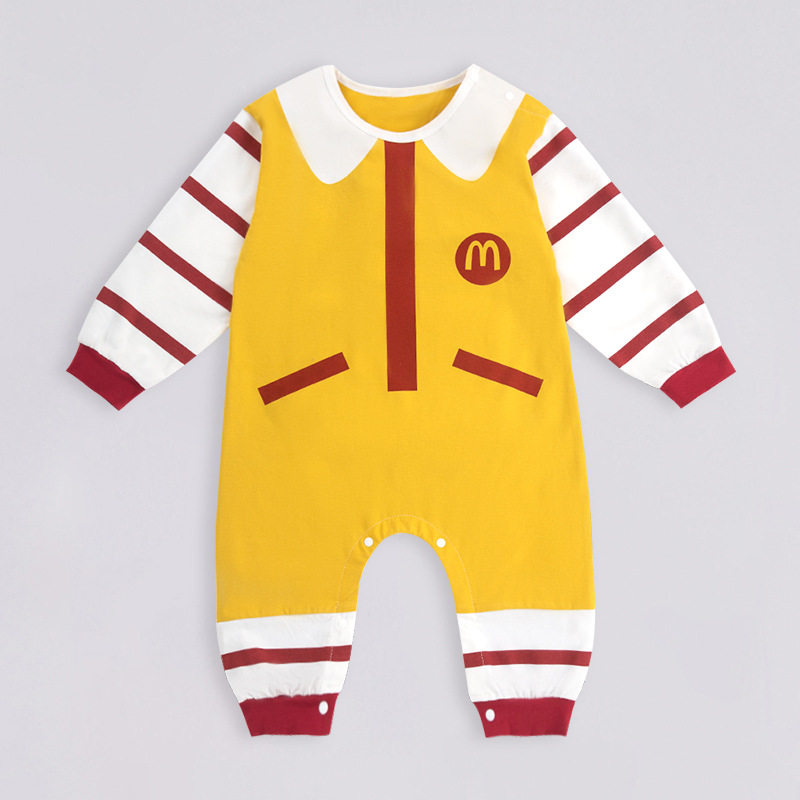 Vestido de una pieza de bebé de anime de primavera y otoño, un tipo de mameluco de manga larga de algodón puro, ropa de recién nacido, vestido de gatear para bebés, vestido de un año