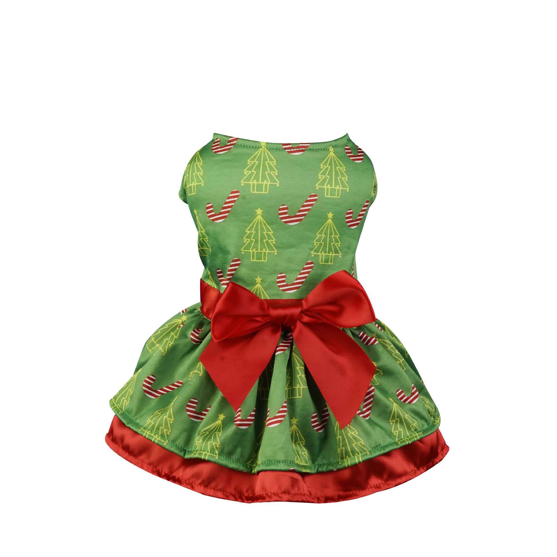 Ropa para mascotas Falda de árbol de Navidad copo de nieve Festival transfronterizo Santa ELK vestido de doble capa rojo y verde