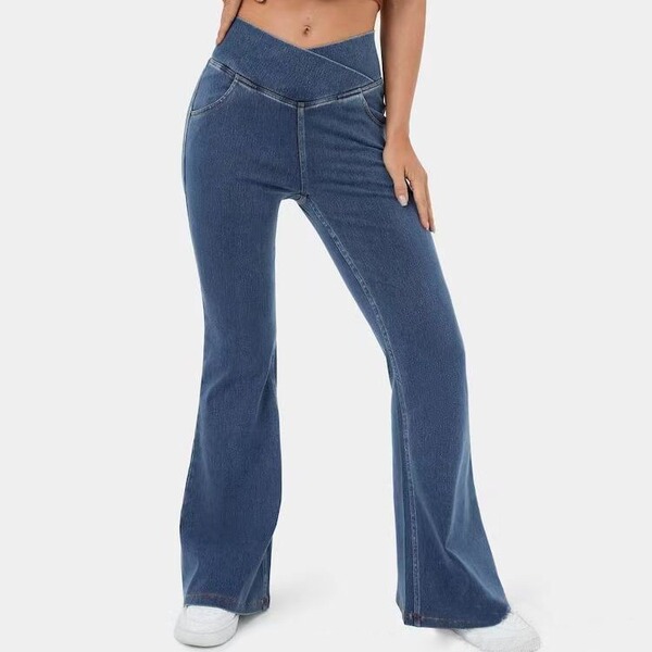 denim flared trousers