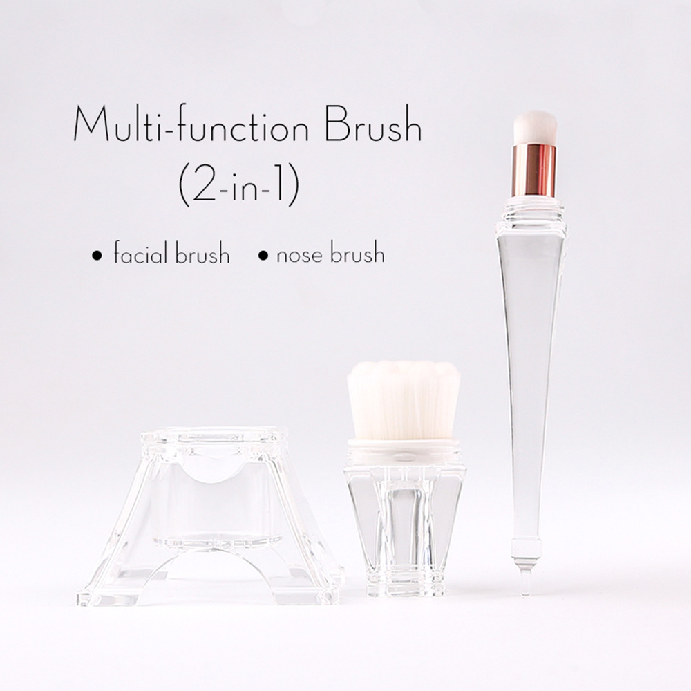 Cepillo de maquillaje multifuncional portátil Zhuoya cepillo de maquillaje de pelo suave cepillo de lavado facial torre Eiffel 2 en 1 cepillo de belleza de sombra de nariz