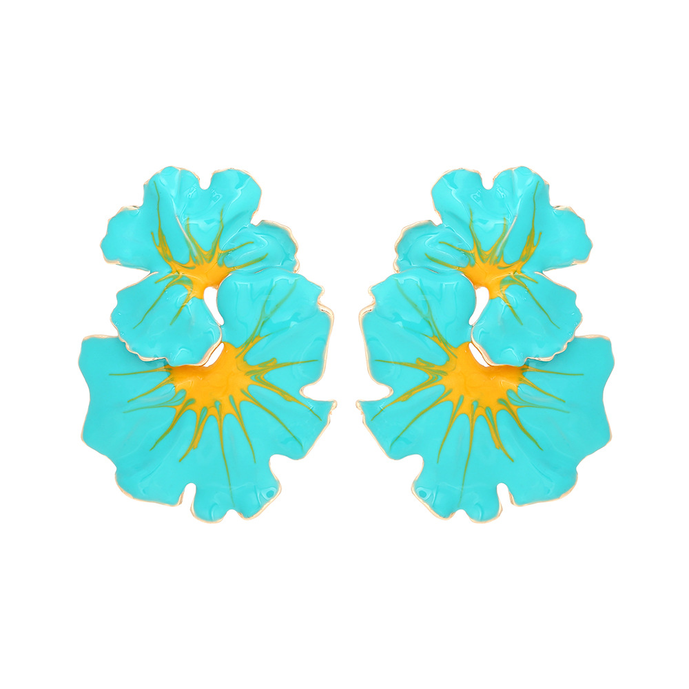 1 Pair Casual Leaf Flower Enamel Zinc Alloy Ear Studs display picture 8