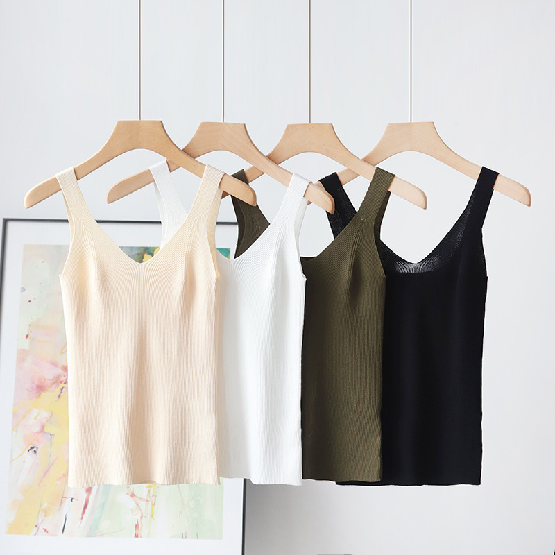 Summer solid knitted vest
