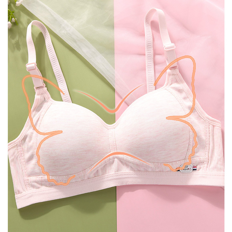 High School Student Girl's Intimates Female Junior High School Student's Three-Stage Adolescent Development Period Pure Cotton Shaped Cup Adjustment Bra