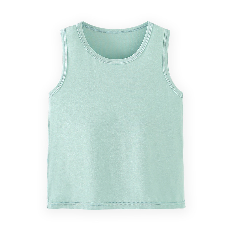 Chaleco modal para niños color sólido cuello redondo chaleco elástico transpirable absorción de humedad niños y niñas chaleco en forma de I verano para niños