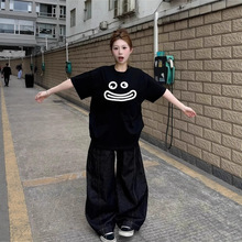 ��ɫЦĘӡ������t��Ů���¿��oversize��ʽ�͹Ŷ���������ϵ