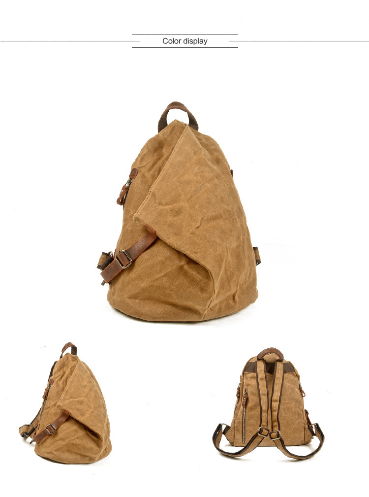COLOR DISPLAY BROWN of Woosir Vintage Oil Wax Backpack