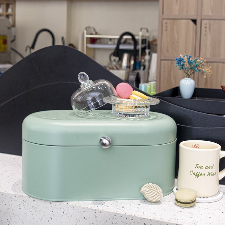 2024 nuevos productos almacenar adornos caja de pan puerta de entrada adornos hierro galvanizado material ambiental polvo a prueba de humedad caja de pan