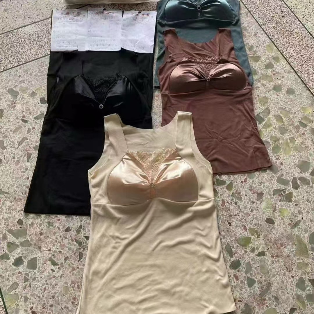 Nuevo chaleco de terciopelo de terciopelo caliente, super elástico, cómodo y cálido con almohadilla de pecho, camisa interior sin marcas gruesas