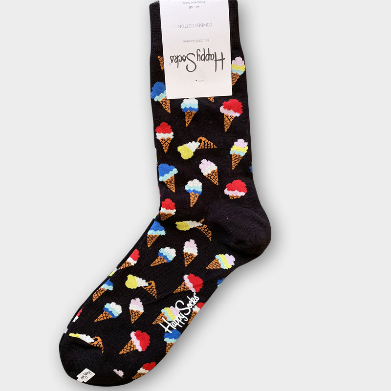 ハッピーソックス メンズソックス ミドル丈 コーマ綿 吸汗消臭 通気性 スウェーデン製 おしゃれ カラフル 薄手