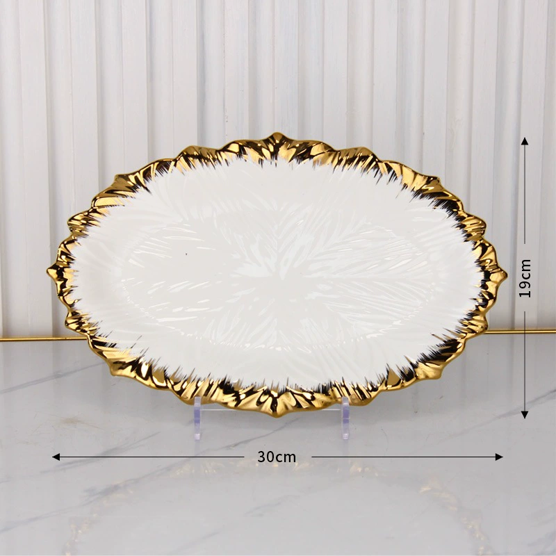 Ceramic Tableware Set, Light Luxury Cabbage Pattern, Dinner Plates & Bowls, Hotel Style