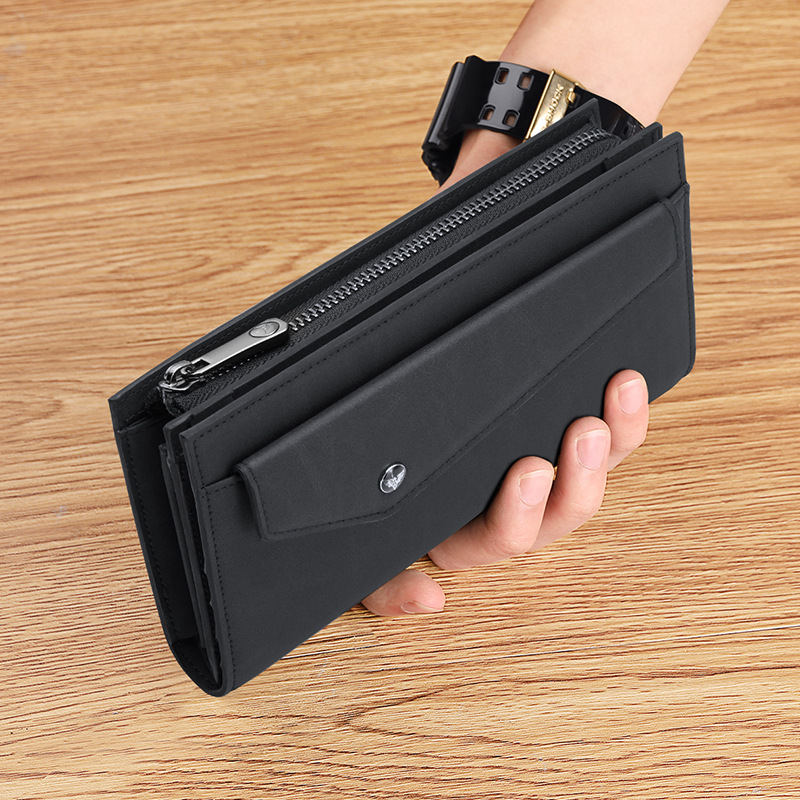 Emperor Paul men's long wallet 2026 new wear-resistant microfiber Korean style clutch large capacity money clip card holder