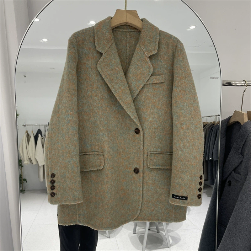 Двустороннее шерстяное пальто, зимний классический костюм, стиль Chanel