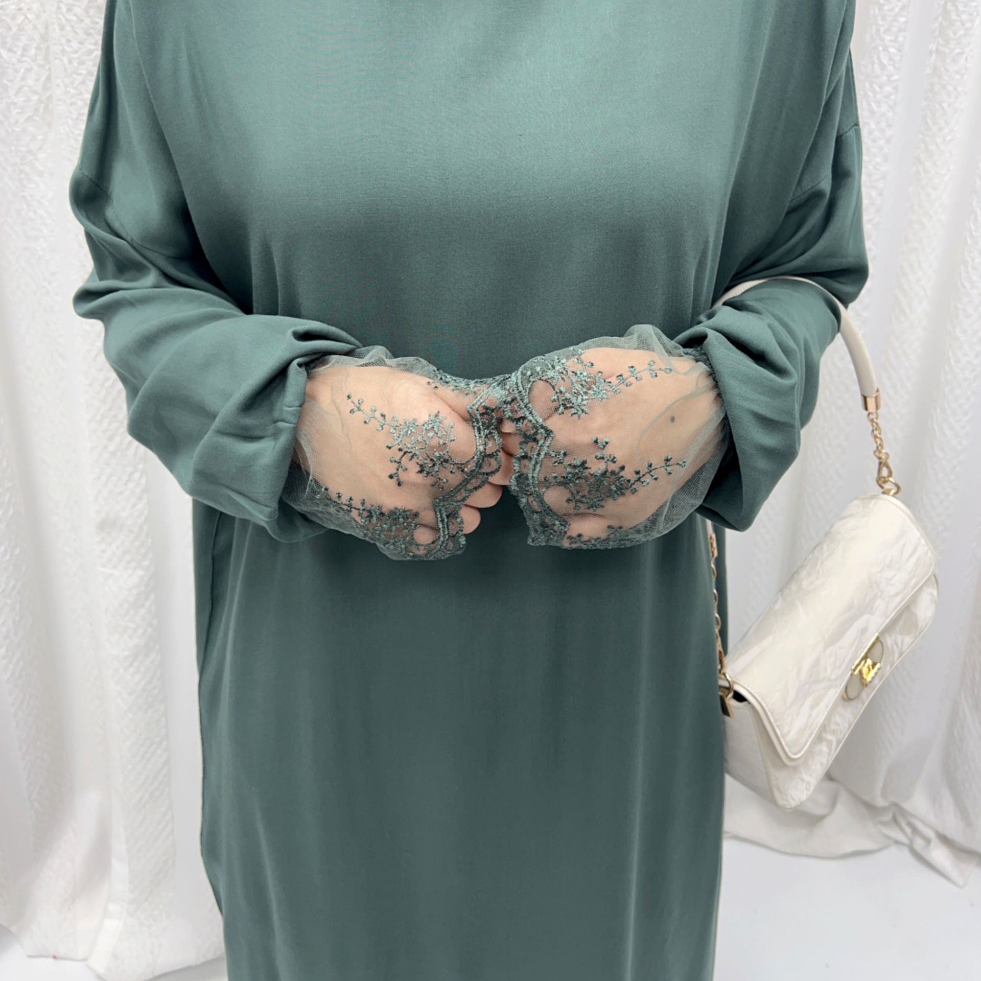 Langes Muslimisches Kleid Für Damen Mit Kapuze Einfarbig Weit_voghion.com