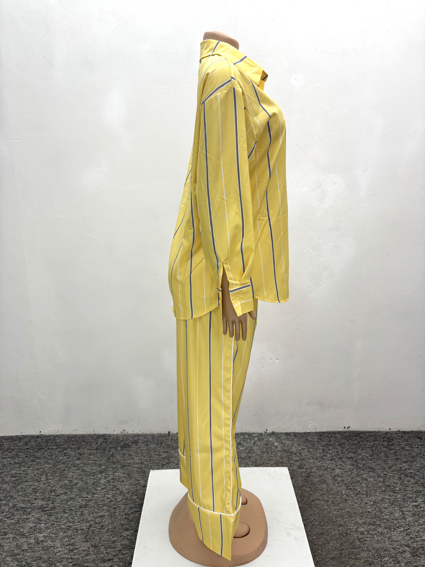 African plus Size Women Clothing Casual Loose Striped Shirt Trousers Two Piece Sets Women Autumn