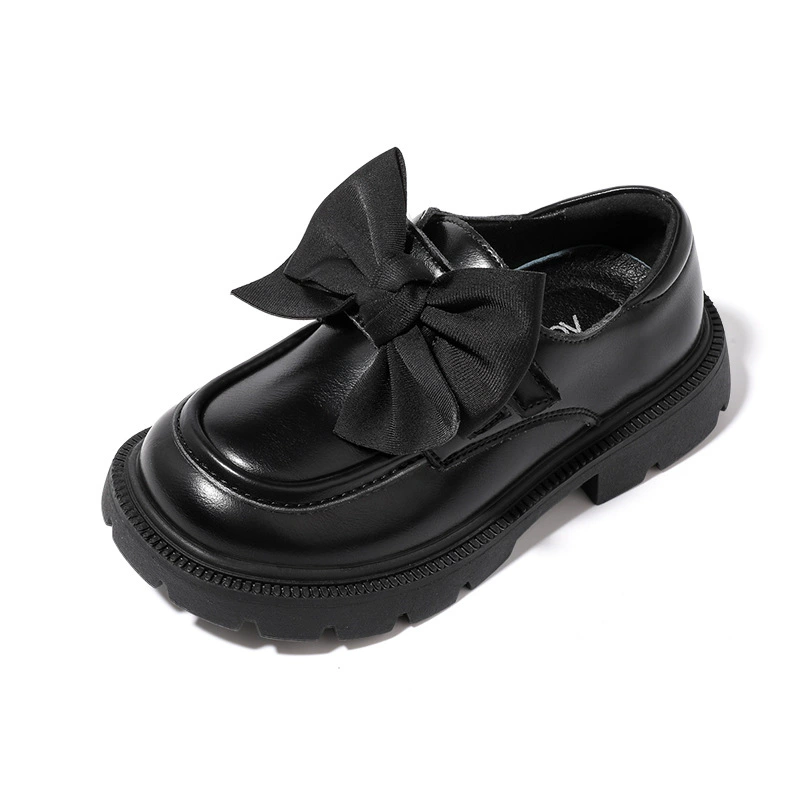 Детские туфли для девочек, маленькие кожаные туфли принцессы, весна-осень 2025, новые балетки на флисовой подкладке с мягкой подошвой, черные, модные осень-зима