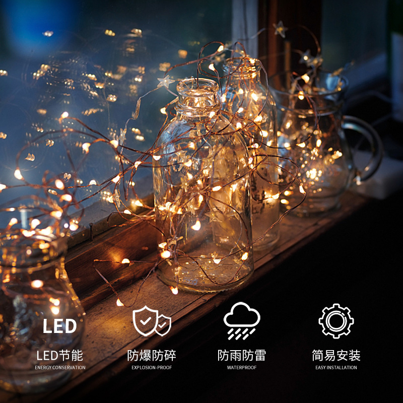 Luz de cortina de alambre de cobre LED 3*3 m USB multifunción control remoto decoración de Navidad exterior impermeable cálido luz blanca cadena