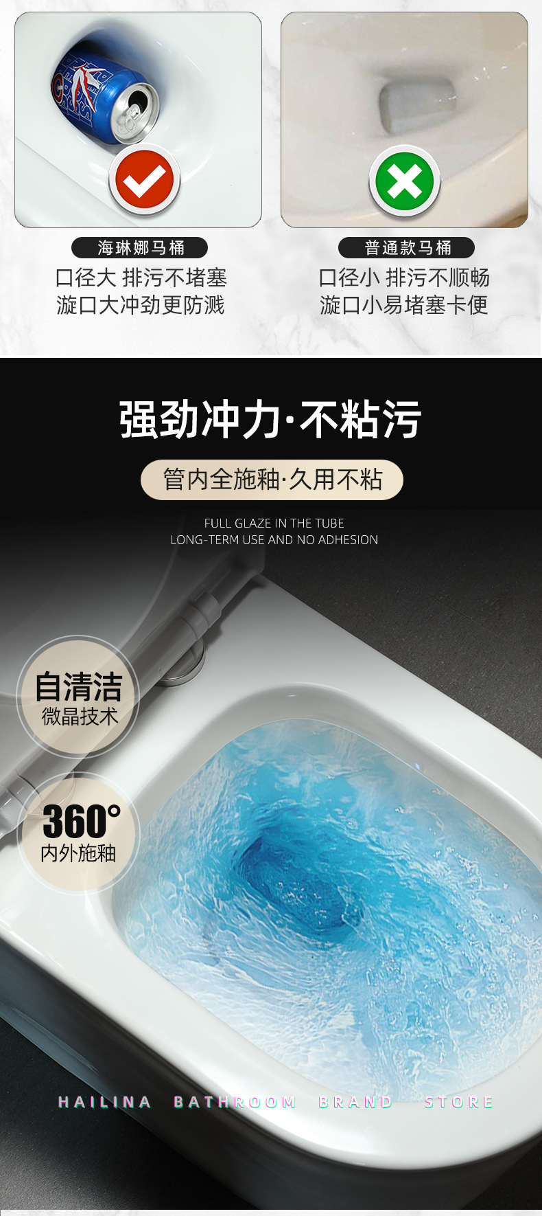 Household 8.0 large-diameter homestay small-sized toilet, siphonic anti-odor, water-saving and high-flush toilet Application Scenario