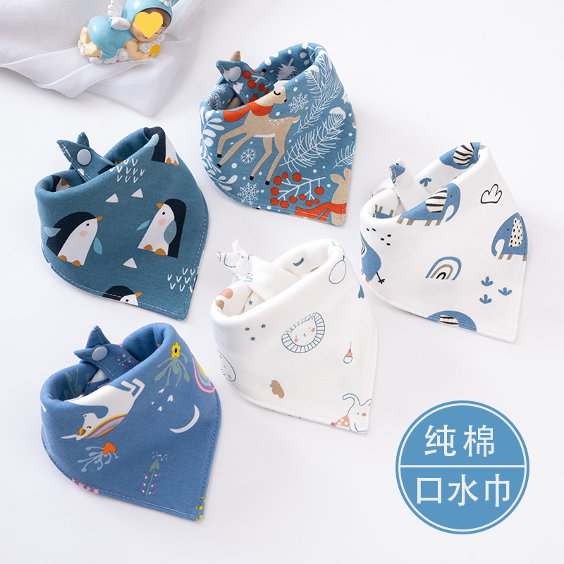 Baby Class a Pure Cotton Triangle Towel Newborn Bib Anti-Vomiting Bib Baby Saliva Towel Spring and Summer 0-3 Years Old