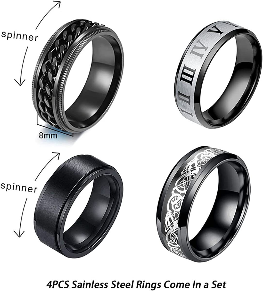 1 Set Hip-hop Circle Stainless Steel Plating Rings display picture 4