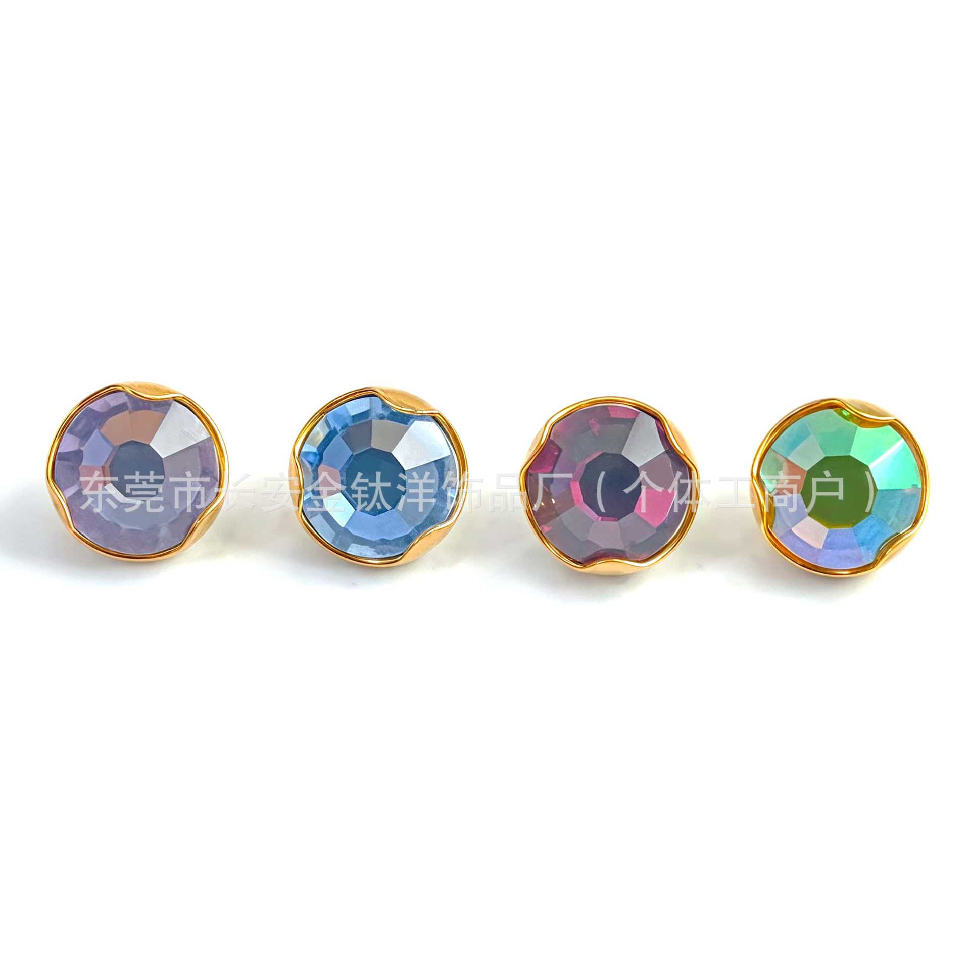 F136 Titanium 18K Gold-Plated Wave-Set Czech Diamond Stud Earrings Navel Nail G23 Titanium Alloy Piercing Jewelry detail image 7