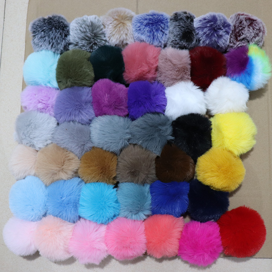 45 color diámetro 8cm imitación Rex conejo piel bola llavero colgante piel bola mochila Zapatos Ropa Accesorios