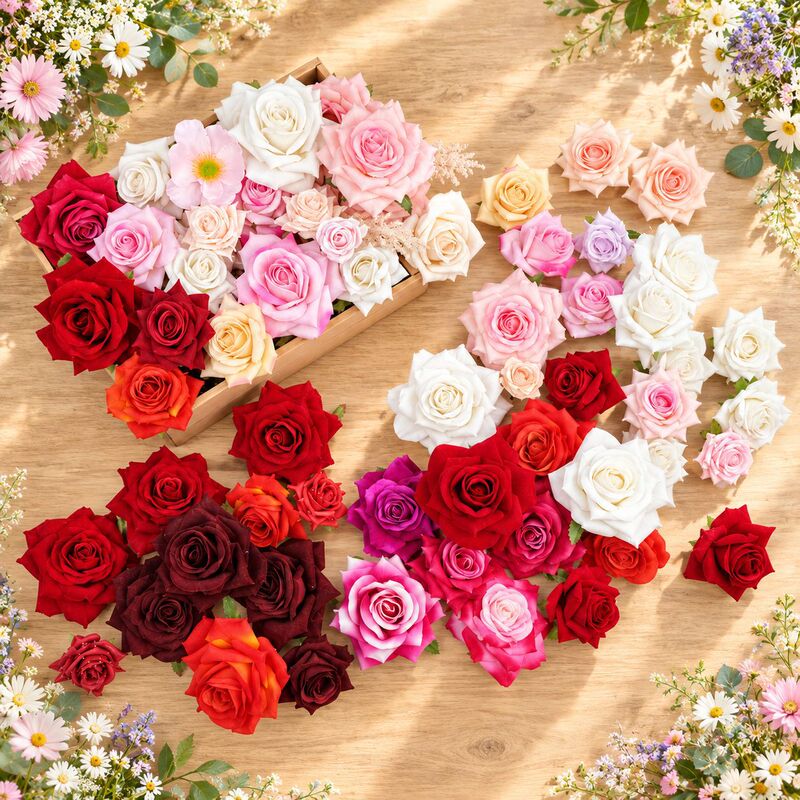 Velvet Artificial Flower Heads with a High-End Feel, Realistic Roses, Artificial Flowers for DIY Materials, Wedding Flowers, Corsages, Fake Flowers Velvet Artificial Flower Heads with a High-End Feel, Realistic Roses, Artificial Flowers for DIY Materials, Wedding Flowers, Corsages, Fake Flowers