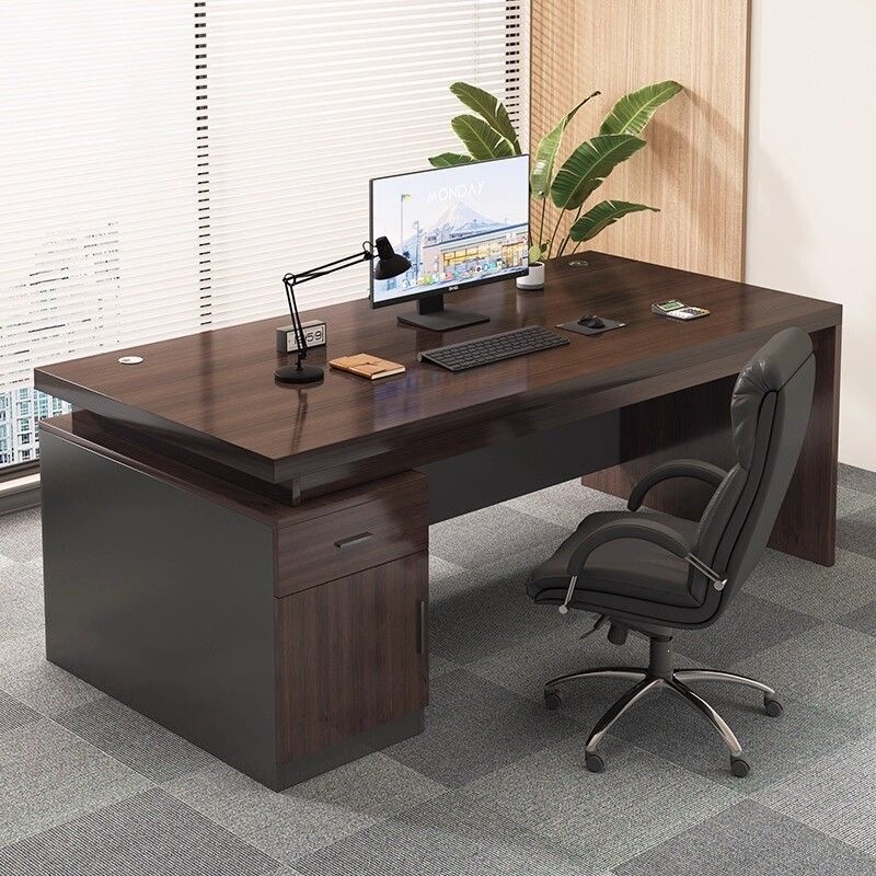 Office Desk, Boss Desk, Single-Person Modern Minimalist Office Desk and Chair, Light Luxury Drawer Computer Desk, Workstation Desk