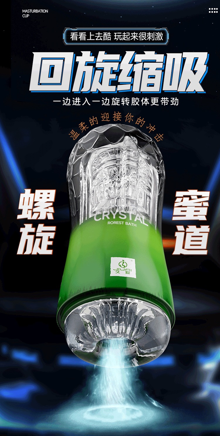 Jiuai Men’s Manual Masturbator Crystal Cup Transparent TPE Portable — detail image 4