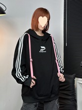 重磅连帽情侣卫衣春季火龙果色美式oversize慵懒高街黑色潮牌男女