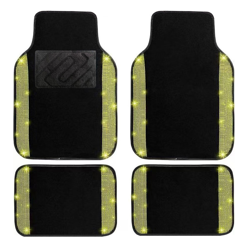 Cross-border Amazon minimalist car floor mats with crystal embellishments, made of durable and easy-to-clean crystal velvet, universal fit