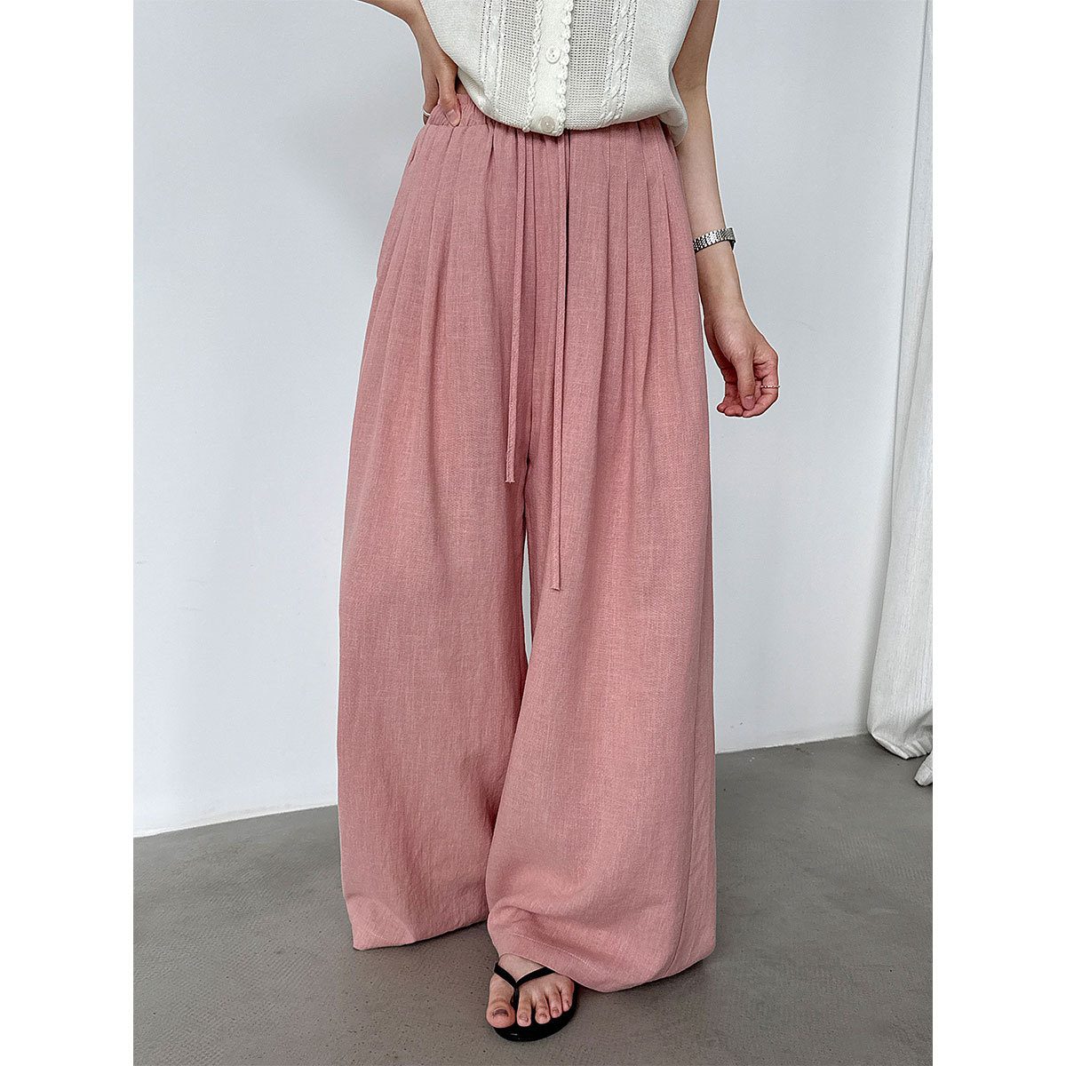 Yamamoto Pants Casual Versatile Slimming Wide-Leg Pants Women's Summer New Commuter Japanese Style Cotton Ramie Thin Long Pants 1877