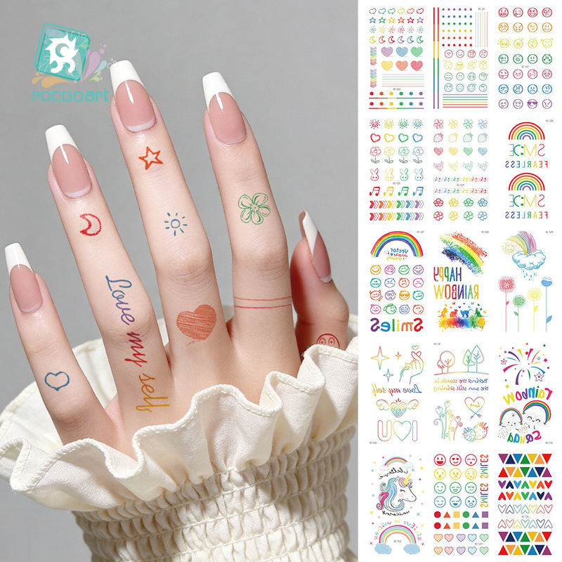 Internet Celebrity Same Style Jin Hyuna Tattoo Sticker Instagram Style Harajuku Distinctive Tattoo Sticker Waterproof Simple Heart-Shaped Smiley Sticker