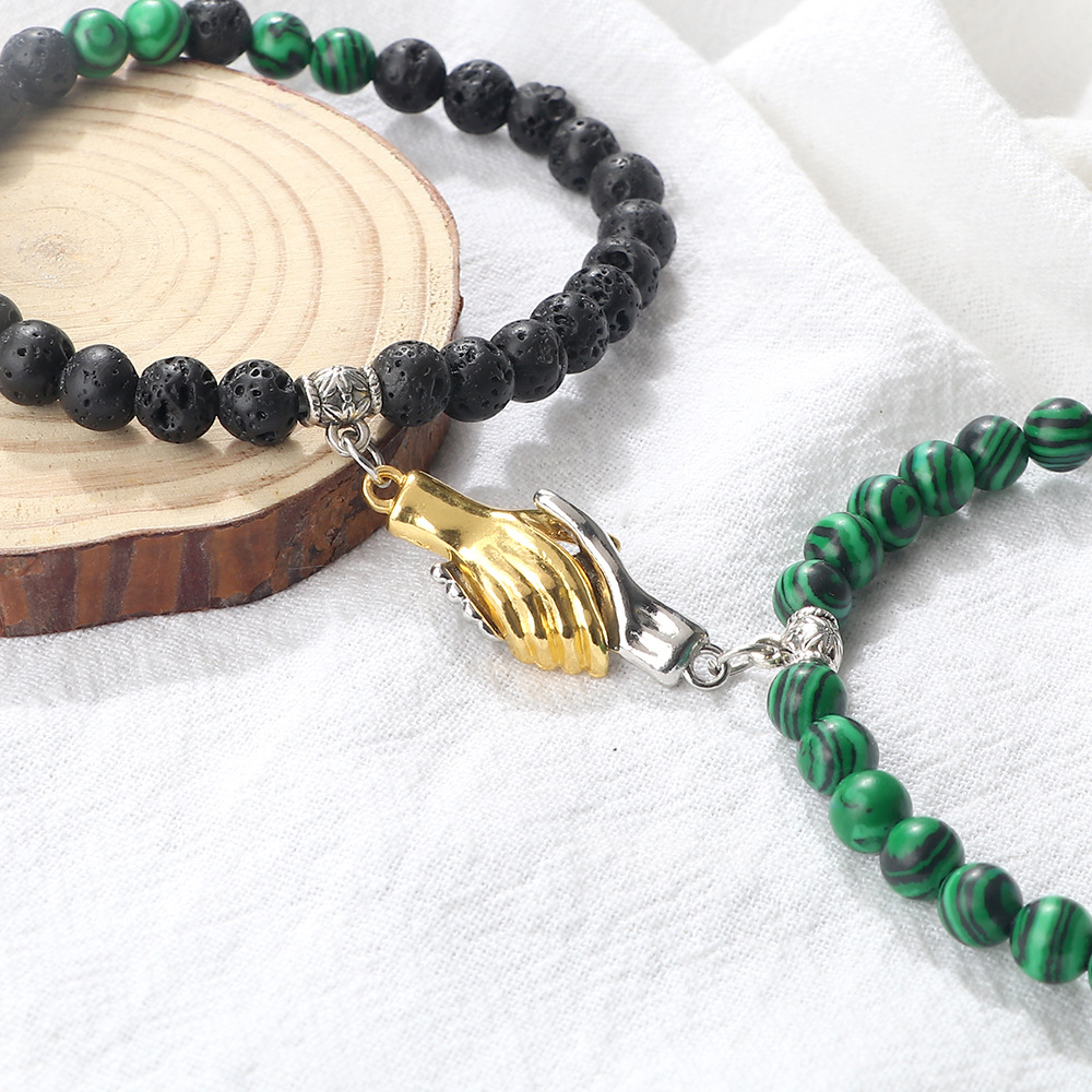 double ring asymmetrical turquoise matte couple bracelet popular circle chain set hand jewelry spot_voghion.com