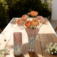 复古轻奢玻璃花瓶手工吹制玻璃花器客厅餐桌家居插花工艺品摆件