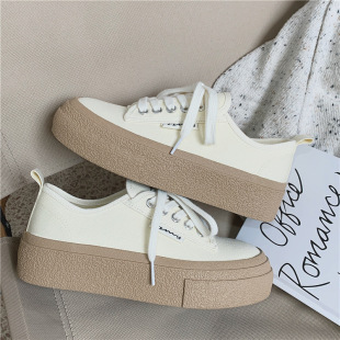 Spring Student Fashion Canvas Shoes Women's 2023 New Flat Solid Color White Shoes Korean Sports Casual Shoes