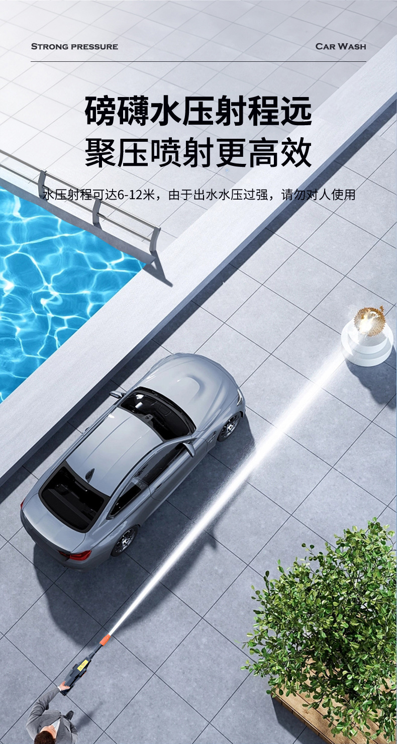Kafeila Wireless High-Pressure Car Wash Water Gun Household Rechargeable Lithium Battery Car Wash Machine Multi-Functional Portable Car Wash Machine
