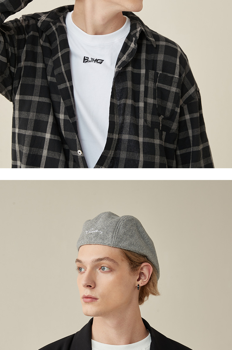 Autumn and Winter Korean Edition Beret Men's Wool Casual Artist Simple Bud Hat Trend_voghion.com