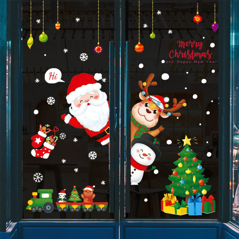Fashion 30*45cmx4 Pieces In Bag Packaging Christmas Tree Glass Wall Stickers
