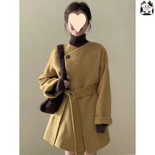 秋冬装搭配一整套韩剧女主穿搭小香风中长款毛呢外套内搭两件套装