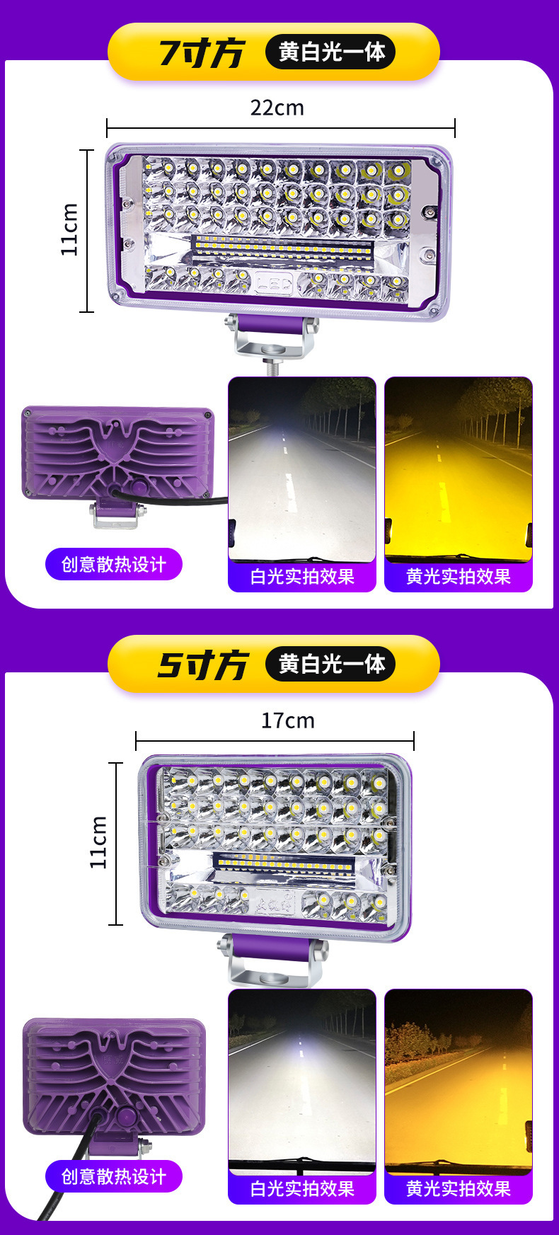Car Led Spotlights, Ultra-Bright 12V 24V for Trucks, Excavators, Construction Vehicles, Forklifts, Modified High-Intensity Headlights, and Strong Backup Lights