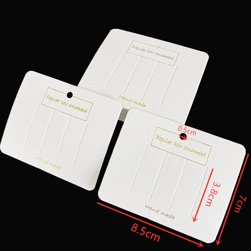 100pcs White Bronzing Clip Card Diy Paper Card Korean Version Jewelry Packaging Card Paper Packaging Bag Headwear Card Wholesale display picture 5