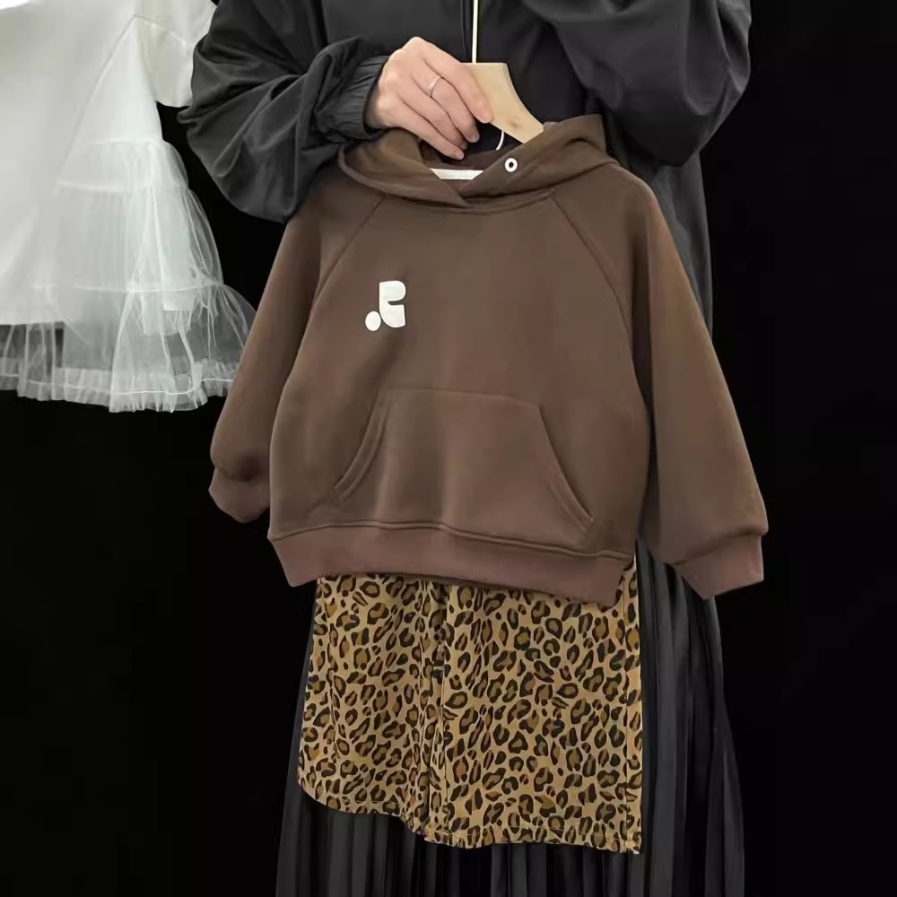 Parent-child clothing Korean children's clothing autumn new mother-daughter clothing boys and girls fashionable hooded sweatshirt leopard print pants