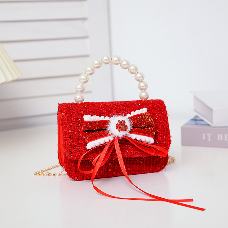 Bolsos infantiles, bolsos de arco de perlas, bolsos de mano, bolsos de Año Nuevo, bolsos de princesa de moda, bolsos de hombro