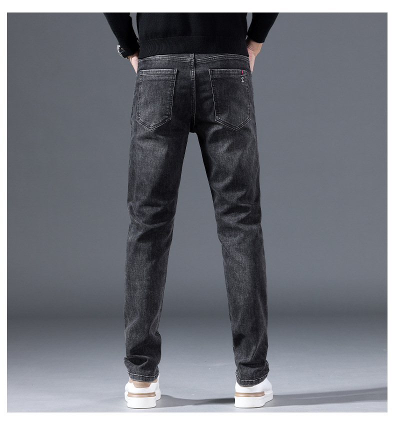 Pants Stretch Jeans Men Slim Straight Pants Men Young Casual Pants All Match Small Feet Men Pants Fashion Brand_viptrois.com