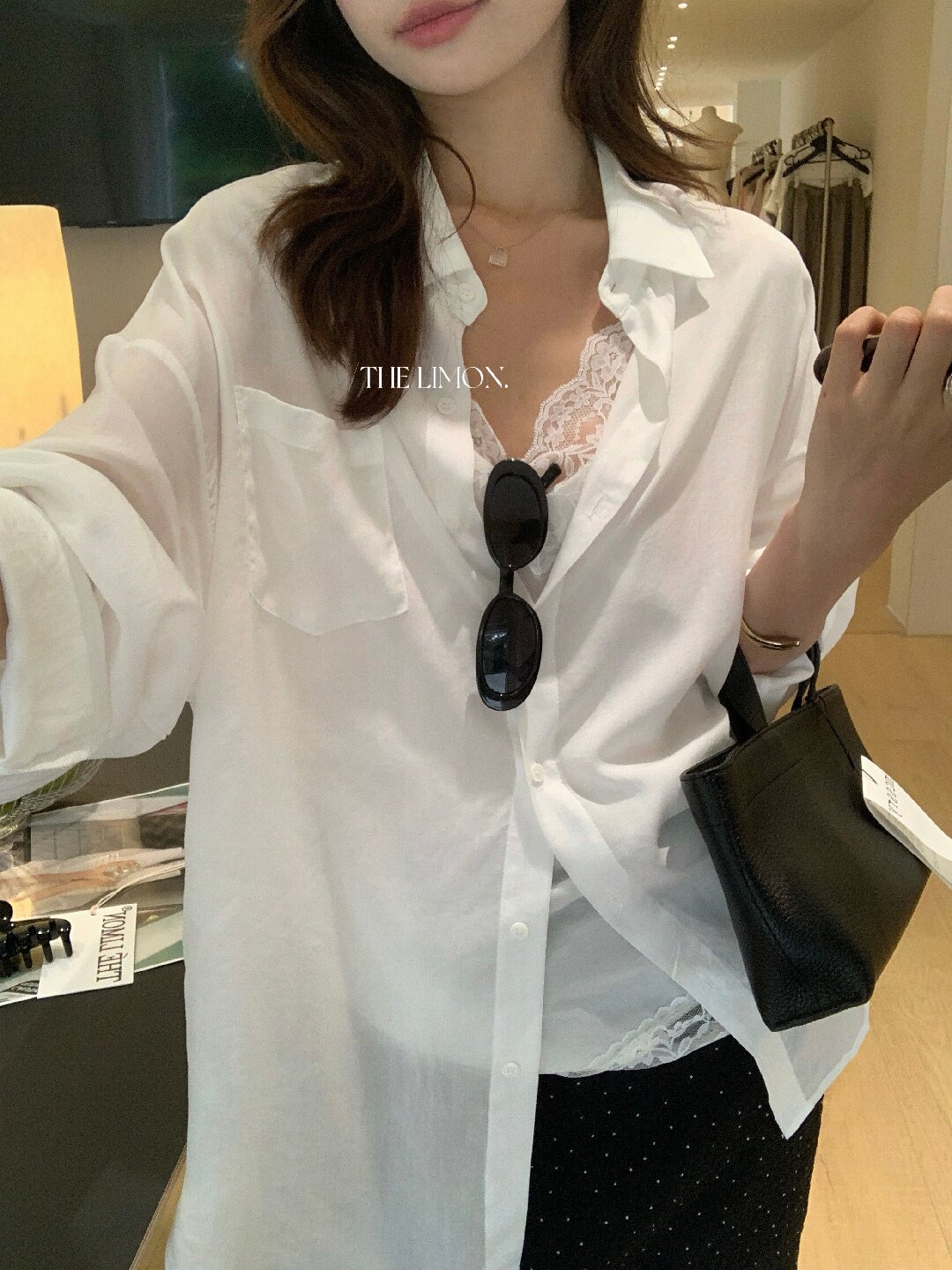 Áo sơ mi nữ tay dài chất liệu tencel phong cách lười biếng ấm áp — Vàng nhạt, xanh lam, Xanh lá cây nhạtcolor, màu hồng chi tiết 37