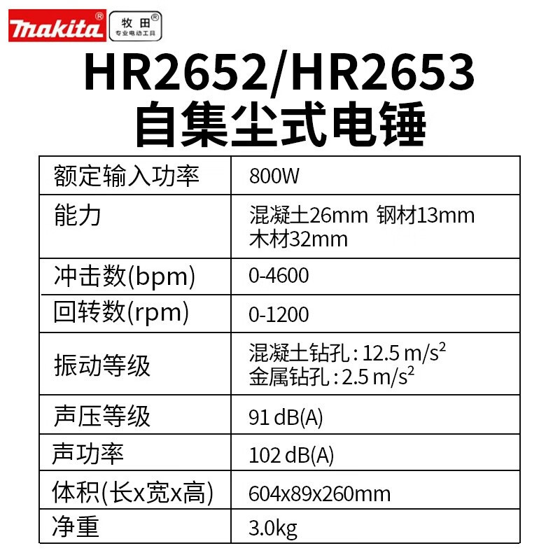 Muchi田 martillo eléctrico pre-venta Muchi田 26mm taladro de impacto multifuncional taladro eléctrico HR2653 con herramientas eléctricas colector de polvo