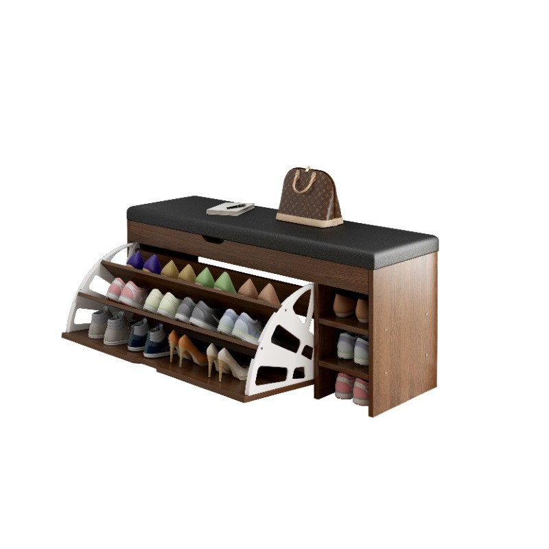 Taburete de cambio de zapatos en la puerta del hogar, taburete de asiento para armario de zapatos, taburete de asiento integrado, estante de zapatos de flip-top, almacenamiento de entrada, taburete de zapatos