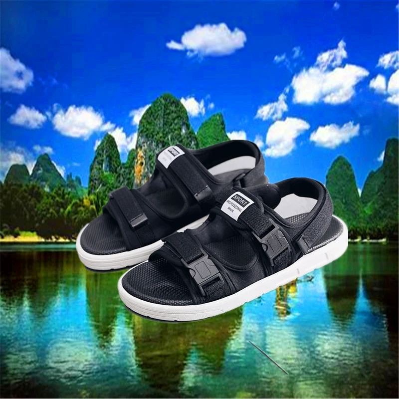 Летние сандалии мужские носить нескользкие толстые подошвы и износостойкие пляжные виды спорта пара повседневная дикая пляжная обувь